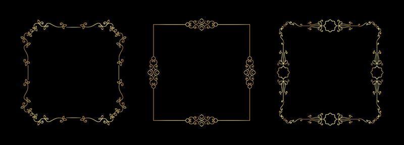 golden frames on black background vector