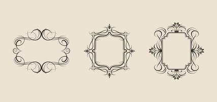 Decorative frames. Retro ornamental frame, vintage rectangle ornaments and ornate border. Decorative wedding frames, antique museum picture borders or deco divider. Isolated icons vector set