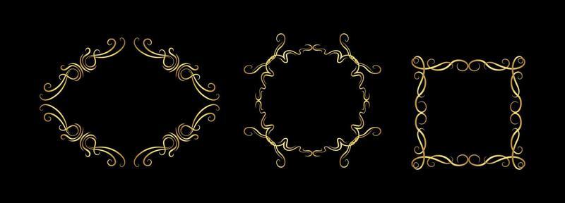 Set of golden vector frames for stories in social media. Isolated Art Deco borders for design. Gold frame collection