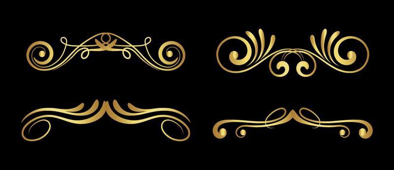 set of gold dividers on black background