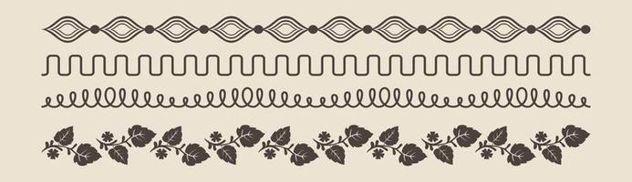 set of floral borders vector