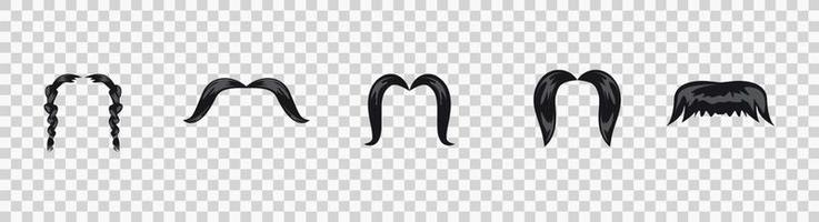 Set of Mustaches. Black silhouette of adult man moustaches vector illustration