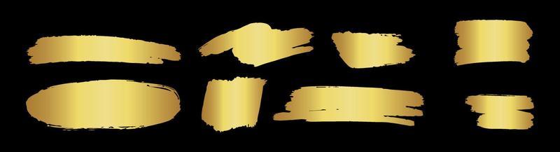 Gold set of hand drawn grunge brush texture elements vector