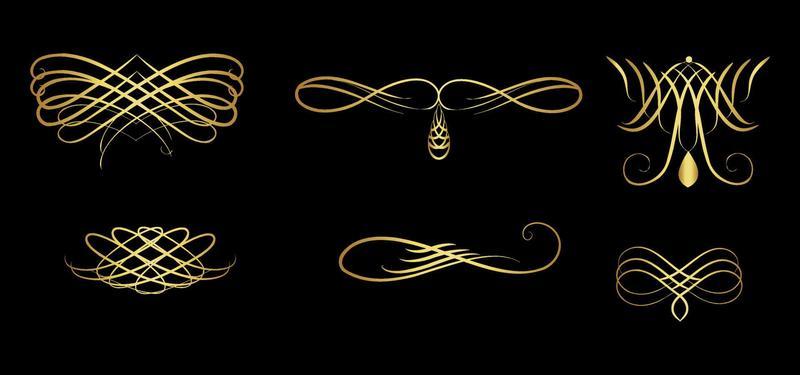 Calligraphic swirl flourish. Modern swirling flourishes, romantic card decorative swirl and wedding card decor curls swirls dividers vector set