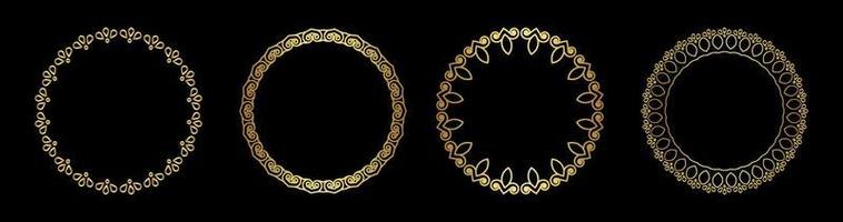 set of golden circle frames vector eps 10