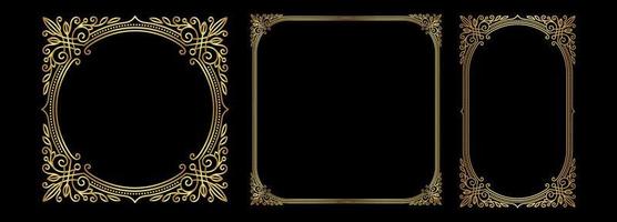 Set of golden vector frames for stories in social media. Isolated Art Deco borders for design. Gold frame collection vector