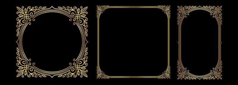 Set of golden vector frames for stories in social media. Isolated Art Deco borders for design. Gold frame collection vector