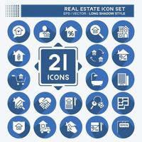 Icon Set Real Estate. suitable for education symbol. long shadow style. simple design editable. design template vector. simple illustration vector