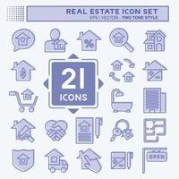 Icon Set Real Estate. suitable for education symbol. two tone style. simple design editable. design template vector. simple illustration vector