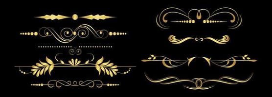 gold dividers on black background vector