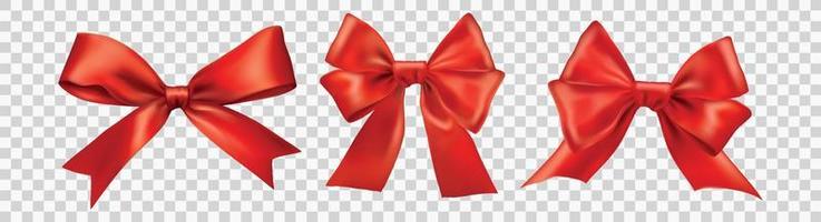 Cute red ribbons and bows top side view set Vector Image