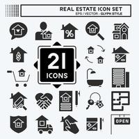 Icon Set Real Estate. suitable for education symbol. glyph style. simple design editable. design template vector. simple illustration