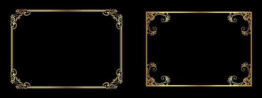 set of vintage gold frame for your design. Vintage cover. Place for text. Vintage beautiful rectangular frame vector