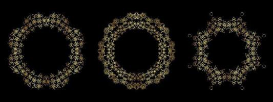 set of golden circle frames vector eps 10