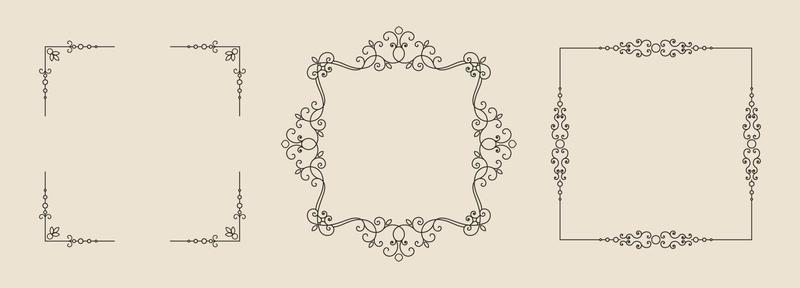 Set of simple decorative frames vector