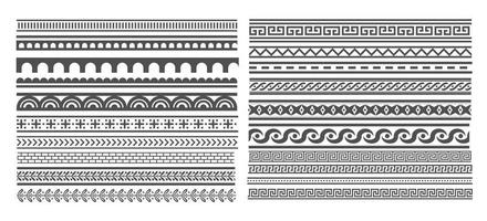 Greek style seamless frames. Geometric border set. Vector ornament pattern. Mediterranean decor elements