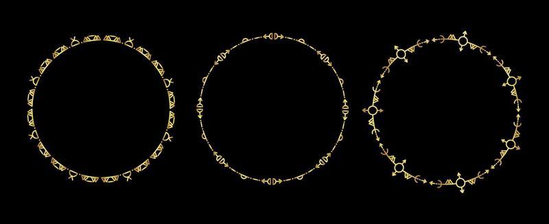 Gold round frame set vector