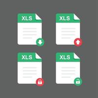 conjunto de iconos de archivos xls, elemento de diseño vectorial vector