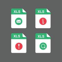 conjunto de iconos de archivos xls, ilustración de elemento de diseño vectorial vector