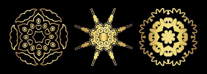 set of decorative gold mandala