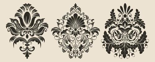 Collection of damask ornaments vector