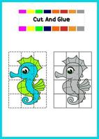 coloring book for kids sea horse vector