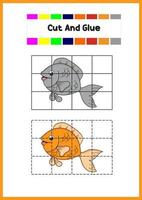 cut and glue for kids cute fish vector