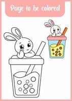 libro para colorear para niños lindo conejo bebida vector