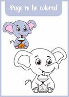 coloring book for kids, cute elephants vector