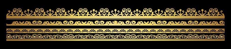 set of golden decorative borders vector