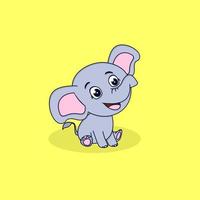 cute elephant smile and sit down vector