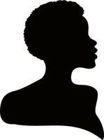 Female hairstyle bump. Woman profile with hair in a bun, black silhouette vector