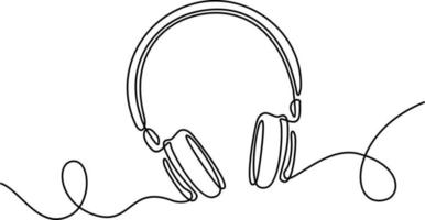 One line headphones. Hand drawn vector