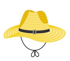 Farmer or agricultural worker straw hat with with wide brim and rope vector