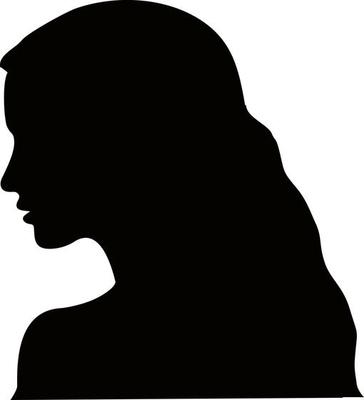 Man And Woman Silhouettes With Face Silhouette On The Background