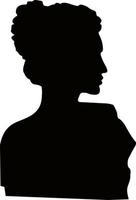 Portrait of antique lady. Beautiful female head in profile.  Black silhouette of ancient Greek lady vector