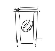 Coffee to go Continuous one line cup of coffee icon vector