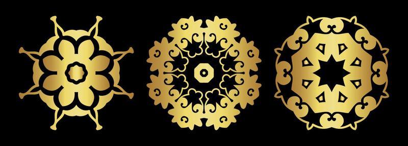 gold mandala set on black background vector