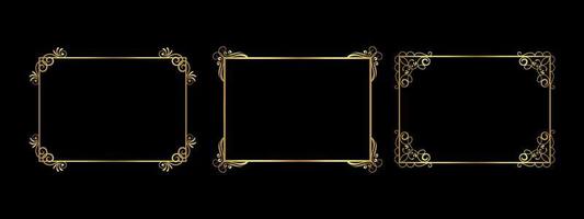 set of vintage gold frame for your design. Vintage cover. Place for text. Vintage beautiful rectangular frame. vector