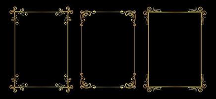 set of gold frames on black background vector eps 10
