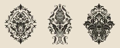 damask emblem set vector illustration