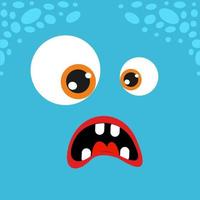 Abstract face. Monster square emotional face, monster emoticon vector