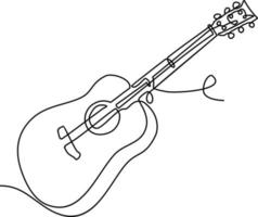 One line drawing of a musical stringed guitar instrument vector