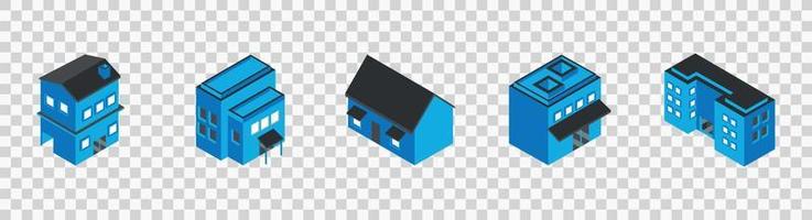 Set of isometric city buildings. private houses, skyscrapers, real estate, public buildings, hotels vector eps 10