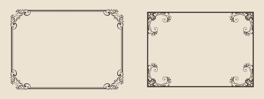 Decorative frames. Retro ornamental frame, vintage rectangle ornaments and ornate border. Decorative wedding frames, antique museum picture borders or deco divider. Isolated icons vector set