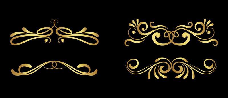 set of gold dividers vector