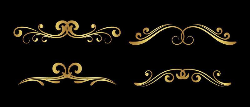 set of gold dividers on black background vector eps 10