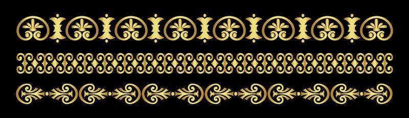 set of golden borders vector eps 10