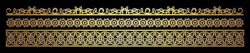 set of gold borders vector illustration