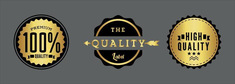 Set of Luxury Gold Quality Badges Vector illustration